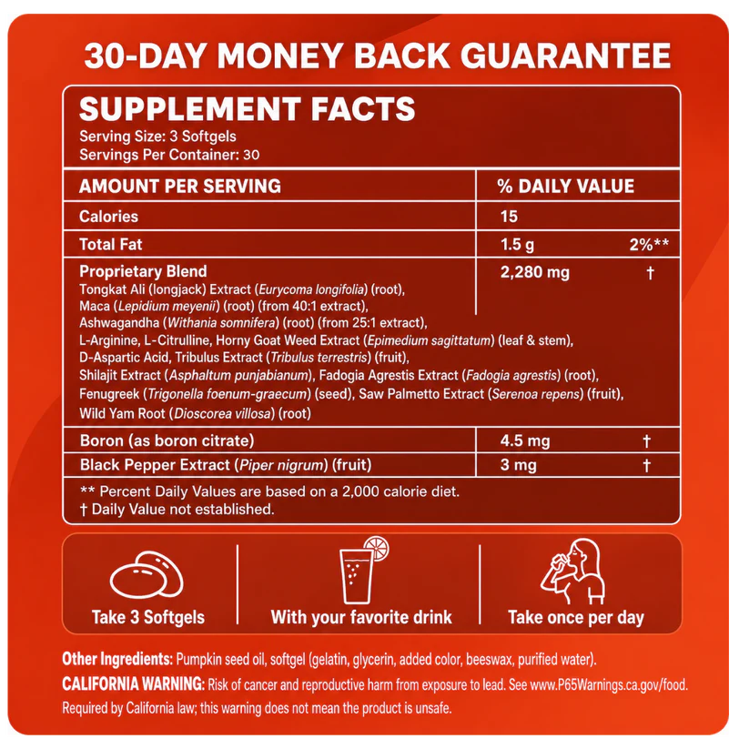Testosterone+ Advanced 15-In-1 Complex (60 Softgels)