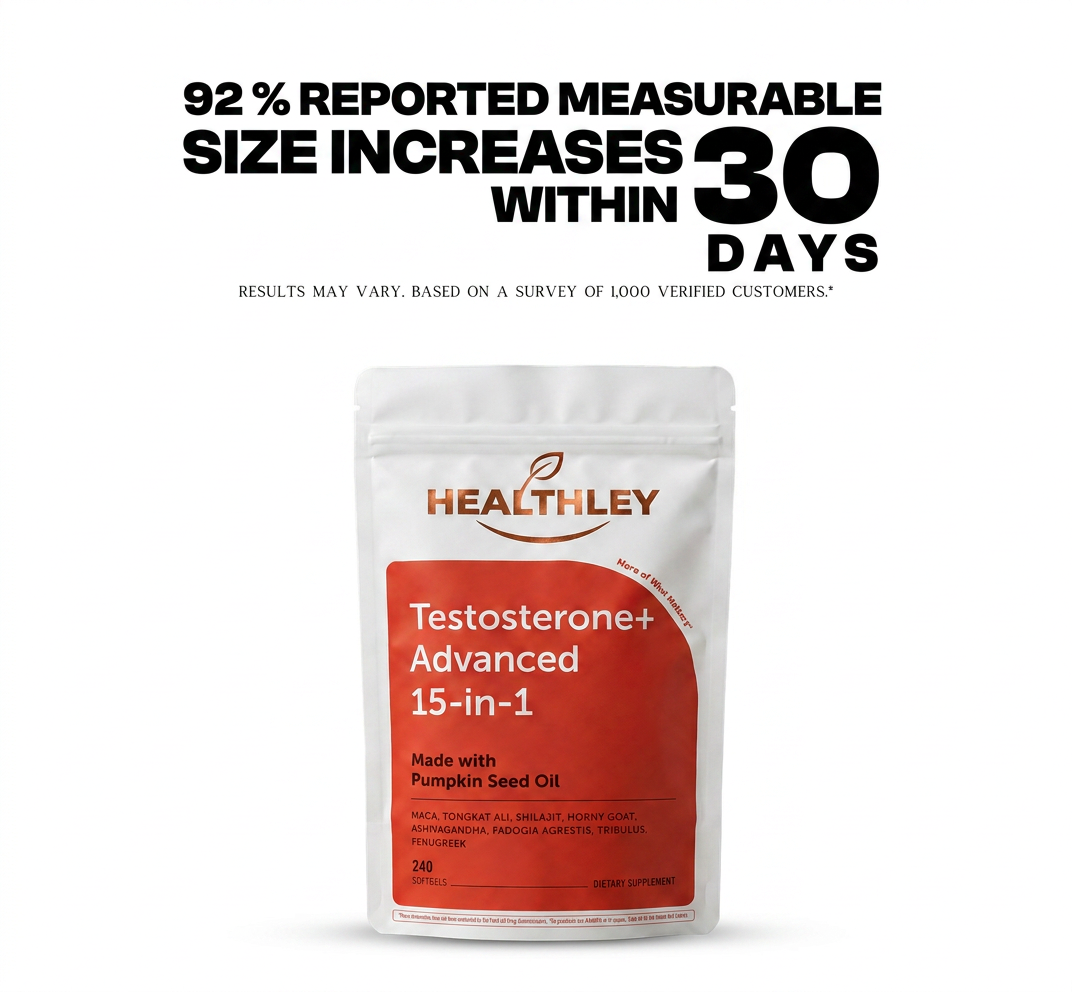 Healthley™ 15 in 1 Testosterone Softgels | Get +3 Inches Longer & Rock Hard
